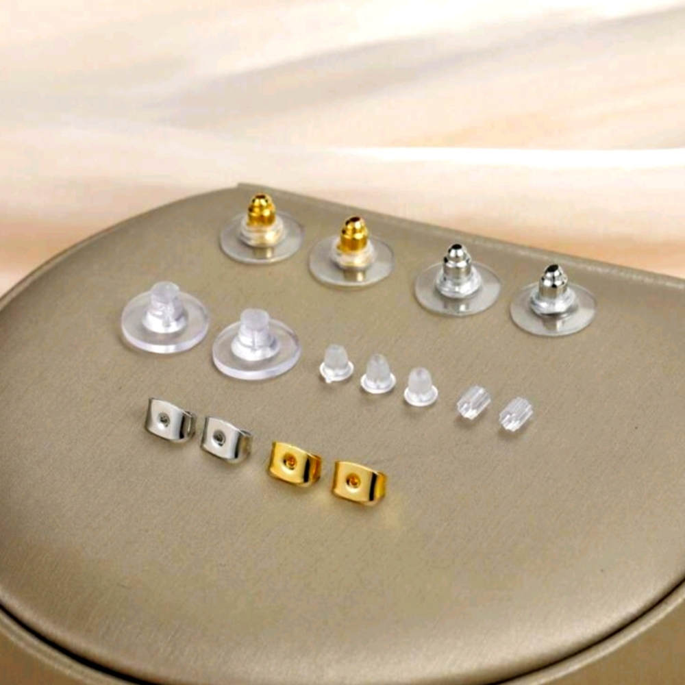 Earring Backs Gold Silver Clear Silicone Earrings Fastener Replacement - Picture 5 of 10